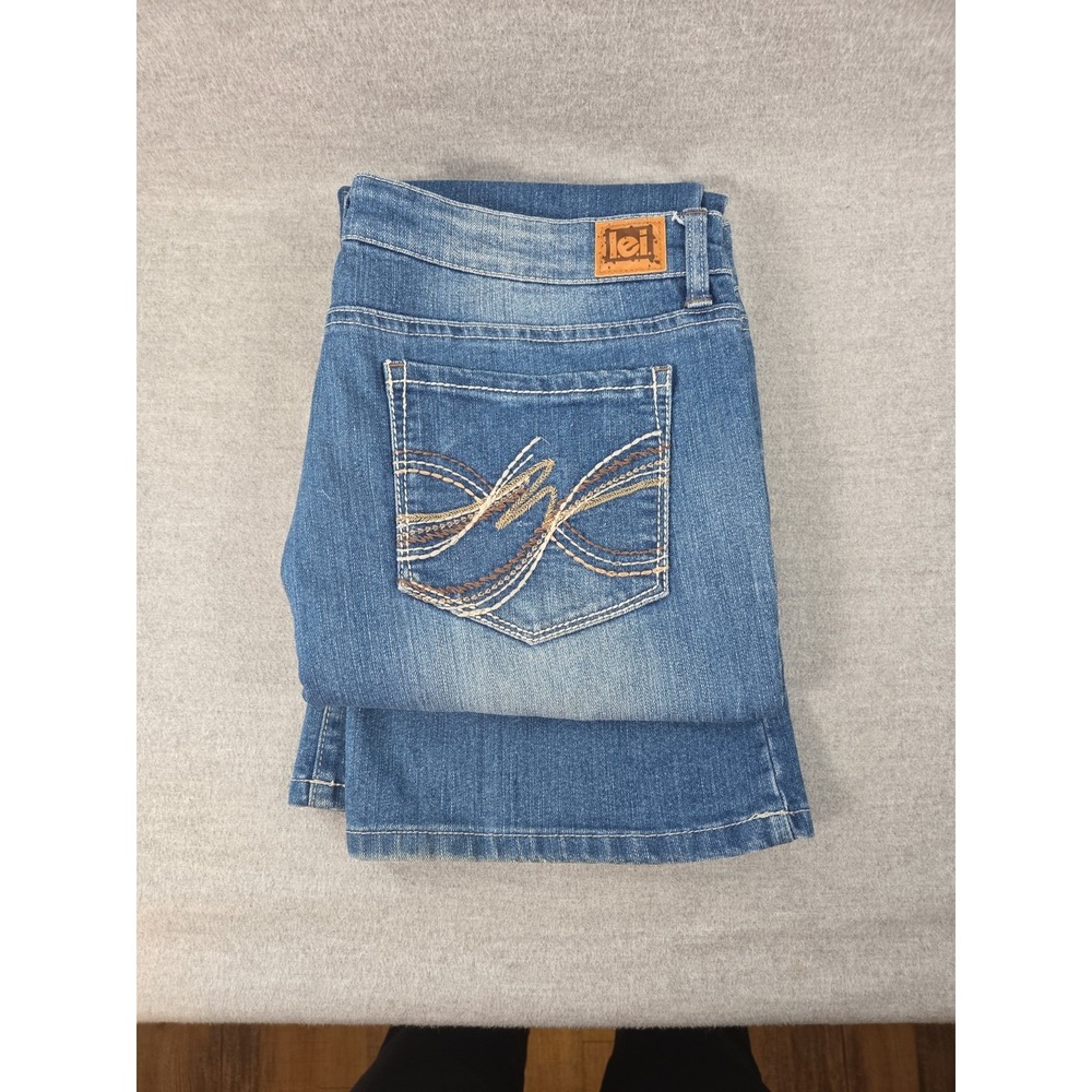 LEI Ashley Lowrise BootCut Jeans Junior 13 Flare Denim Pocket Embroidery Stretch - Picture 11 of 12